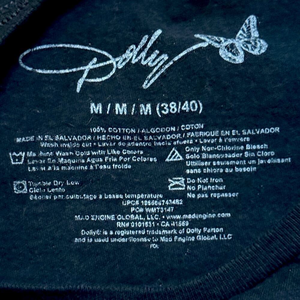 Dolly Parton Graphic “Dolly” T-Shirt Black White Print Cowgirl Country Western M - Picture 5 of 6